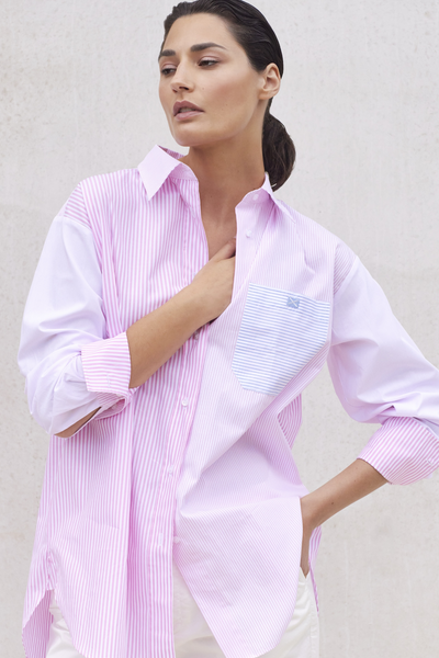 COTTON CONTRASTING STRIPES SHIRT IMAN