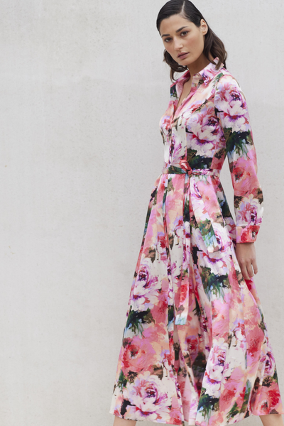 SILK ROSE FLORAL DRESS CHARLIE