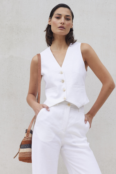 ITALIAN LINEN SINGLE-BREASTED WAISTCOAT JANE