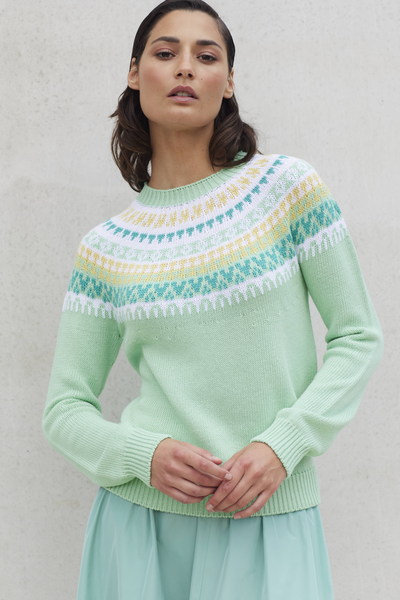 COTTON FAIRE ISLE KNIT PULL STELLA