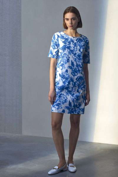 COTTON POPLIN FLORAL DRESS ACCHIMIA