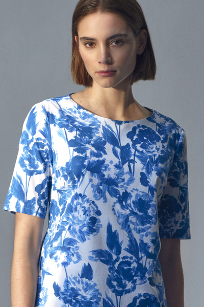 COTTON POPLIN FLORAL DRESS ACCHIMIA