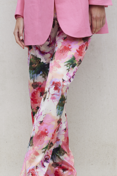 SILK FLORAL WIDE-LEG TROUSERS BEVERLY