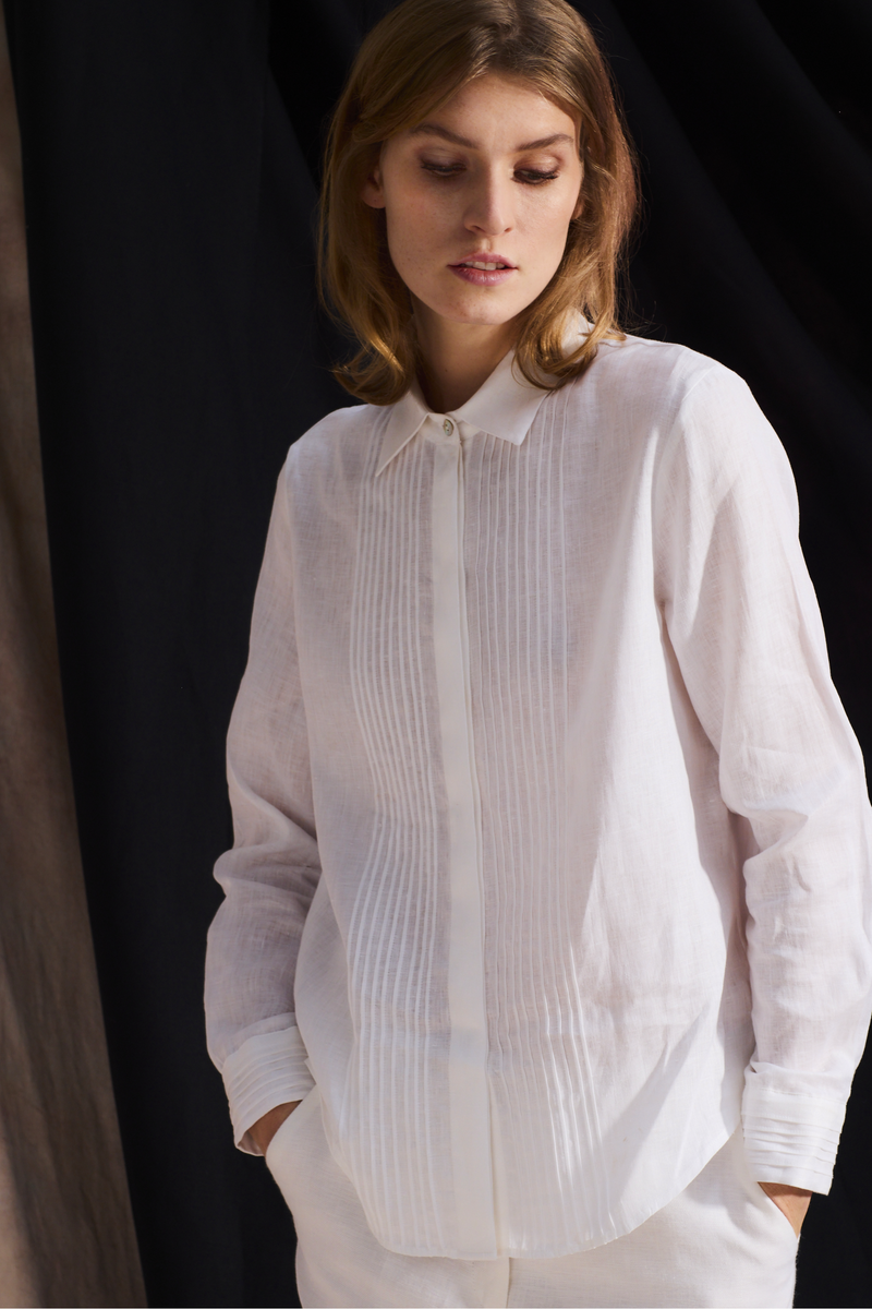 FINE LINEN PLEATED SHIRT FLORENCE