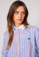 STRIPED LINEN SHIRT STYLE DRESS ISY