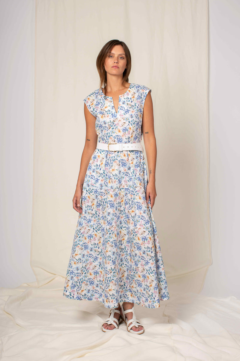 FLORAL MAXI DRESS DEXTER WITH CAP SLEEVES