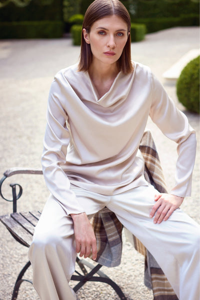 ITALIAN SATIN COWL NECK BLOUSE CLARISSA