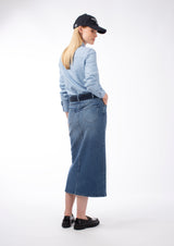 DENIM FRONT SPLIT SKIRT MERYN