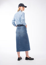 DENIM FRONT SPLIT SKIRT MERYN