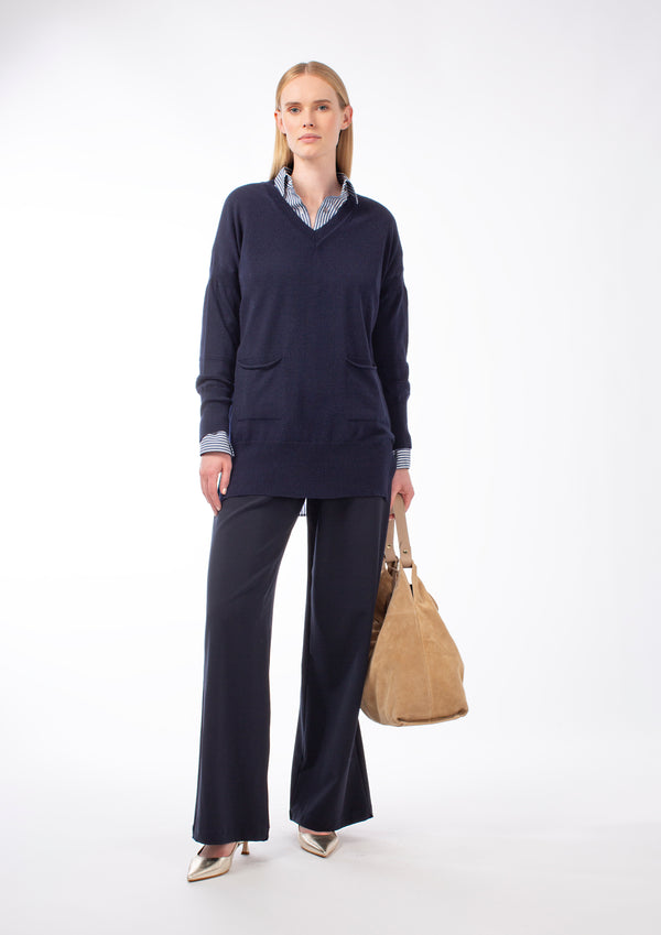 ITALIAN COOL WOOL WIDE-LEG TROUSERS BEVERLY