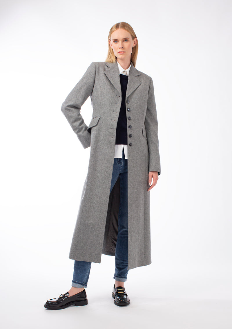 ITALIAN FLANNEL WOOL SINGLE BREASTED COAT CHARLOTTE