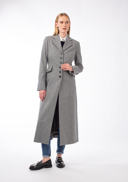 ITALIAN FLANNEL WOOL SINGLE BREASTED COAT CHARLOTTE