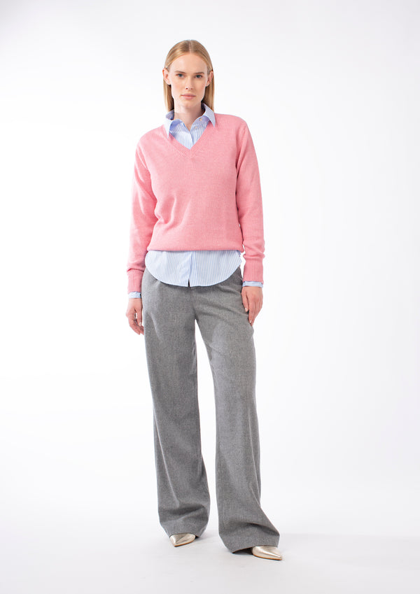 COTTON MIXED CASHMERE PULL BLUSH