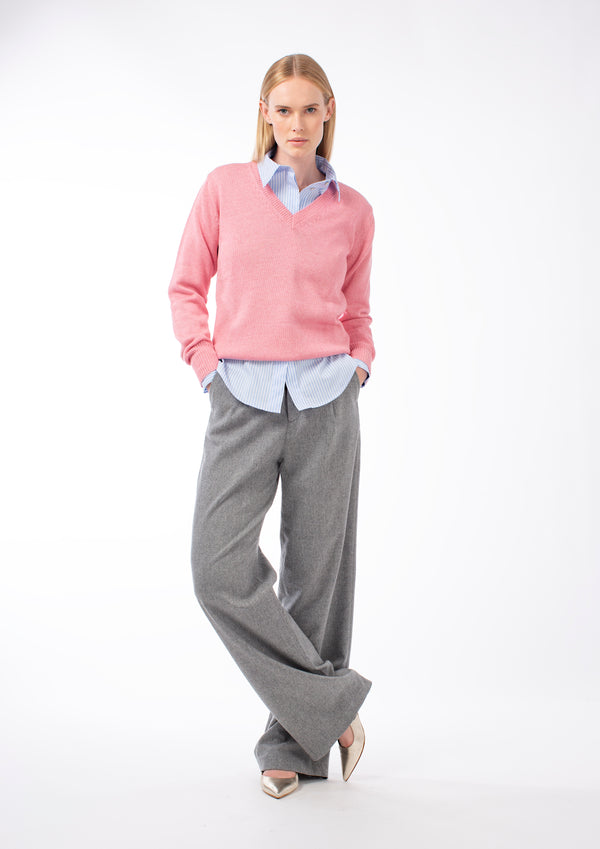 COTTON MIXED CASHMERE PULL BLUSH