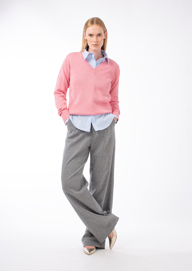 COTTON MIXED CASHMERE PULL BLUSH