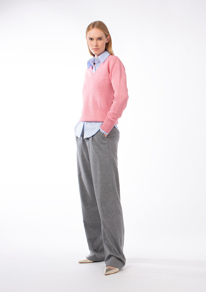 COTTON MIXED CASHMERE PULL BLUSH