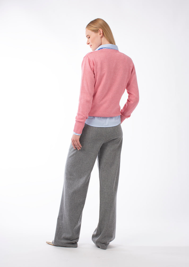 COTTON MIXED CASHMERE PULL BLUSH