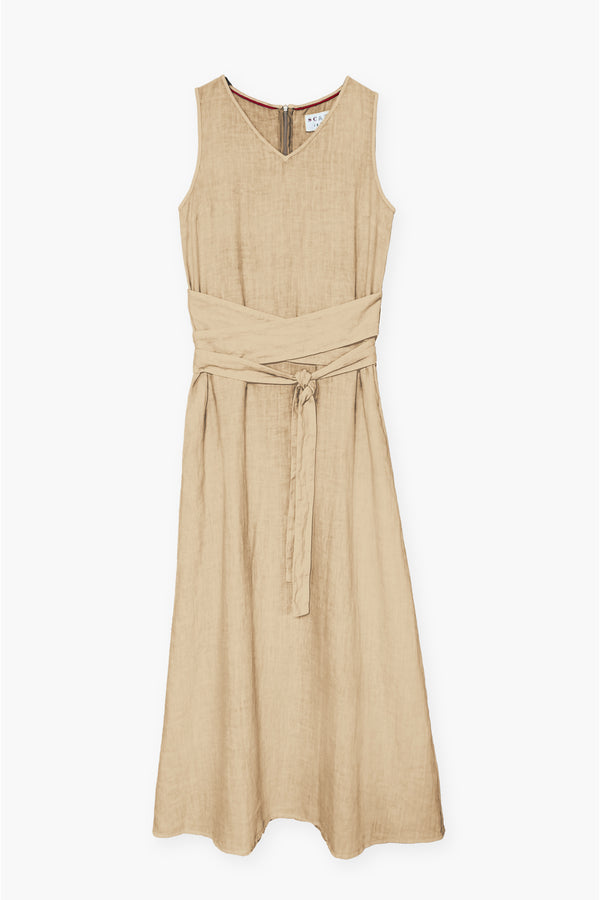 LINEN DRESS WITH BELT DETAIL VERONICA - DRESSES - SCAPA FASHION - SCAPA OFFICIAL