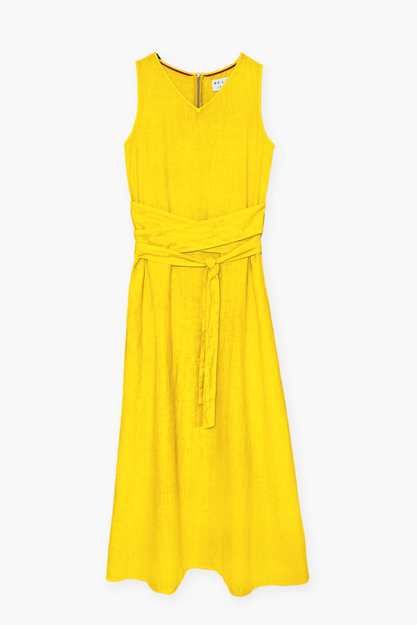 LINEN DRESS WITH BELT DETAIL VERONICA - DRESSES - SCAPA FASHION - SCAPA OFFICIAL