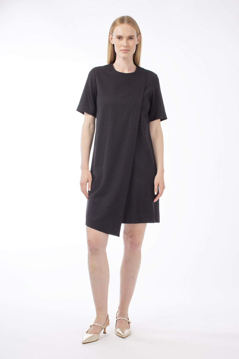 VIRGIN WOOL ASYMMETRICAL DRESS PIXY