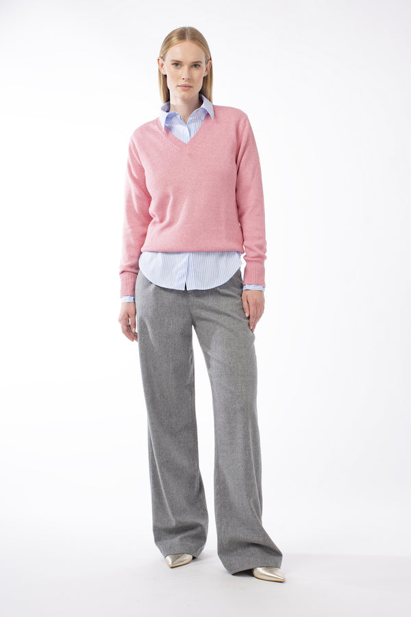 COTTON MIXED CASHMERE PULL BLUSH