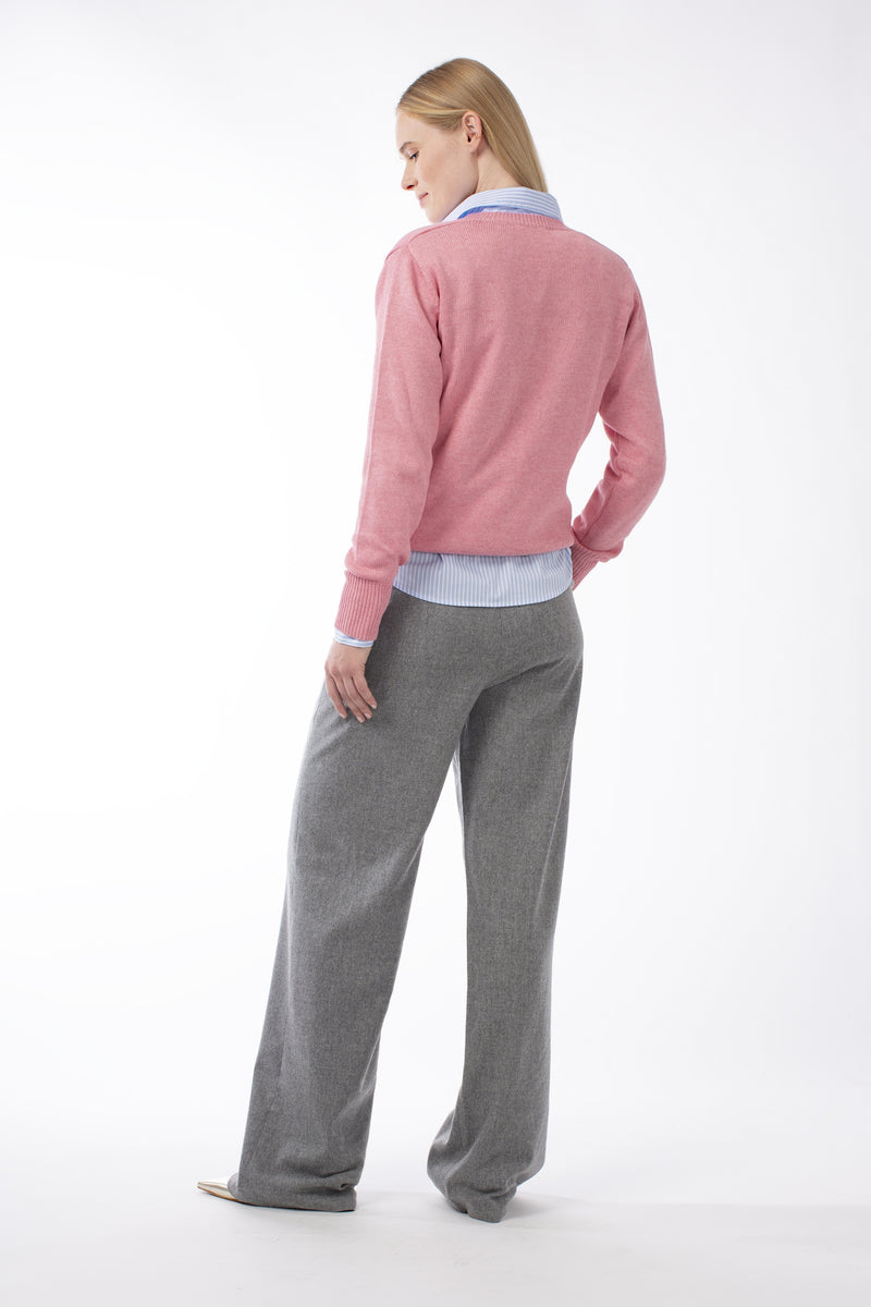 COTTON MIXED CASHMERE PULL BLUSH