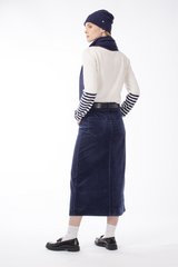 COTTON STRETCH DENIM FRONT SPLIT SKIRT MERYN