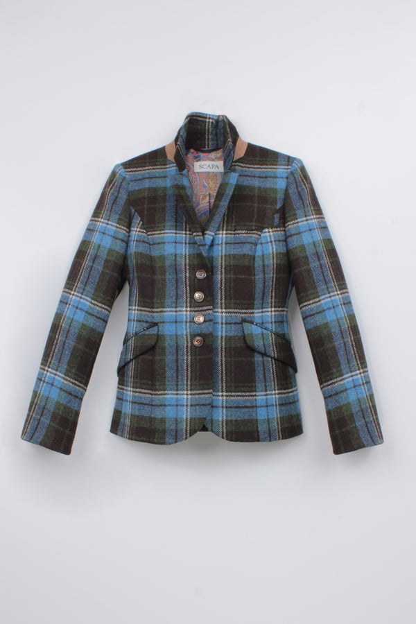 SHETLAND WOOL PLAID JACKET HAYWORTH - JACKETS - SCAPA FASHION - SCAPA OFFICIAL