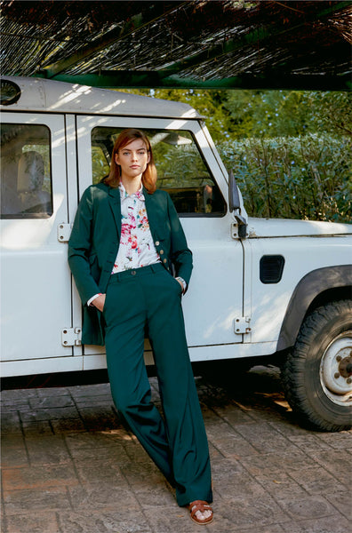 GREEN VIRGIN WOOL TROUSERS PRINCESS