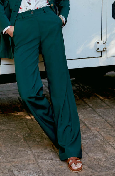 GREEN VIRGIN WOOL TROUSERS PRINCESS