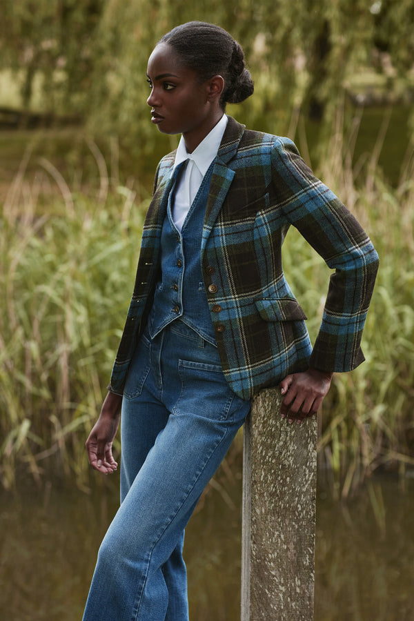 SHETLAND WOOL PLAID JACKET HAYWORTH - JACKETS - SCAPA FASHION - SCAPA OFFICIAL