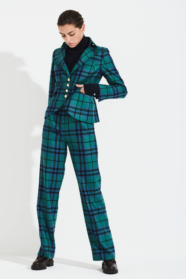 TARTAN VIRGIN WOOL TROUSER OLIVIA - TROUSERS - SCAPA FASHION - SCAPA OFFICIAL