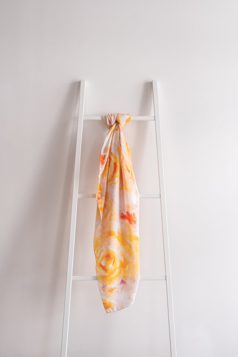 SILK ORANGE WATERCOLOUR SHAWL BRADLY - ACCESSOIRES - SCAPA FASHION - SCAPA OFFICIAL