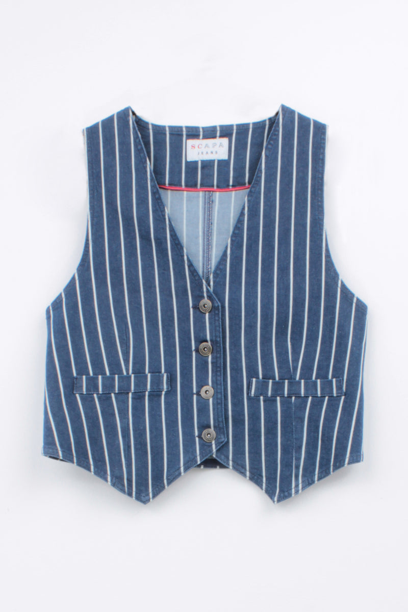 PINSTRIPE COTTON GILET WILHELM - GILETS - SCAPA FASHION - SCAPA OFFICIAL