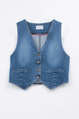 VINTAGE WASH DENIM WAISTCOAT WILHELM - GILETS - SCAPA FASHION - SCAPA OFFICIAL