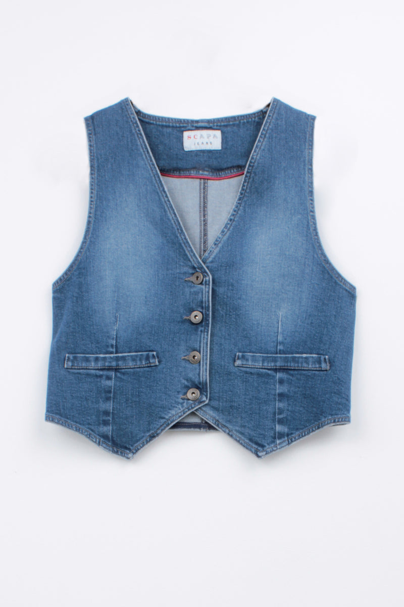 VINTAGE WASH DENIM WAISTCOAT WILHELM - GILETS - SCAPA FASHION - SCAPA OFFICIAL